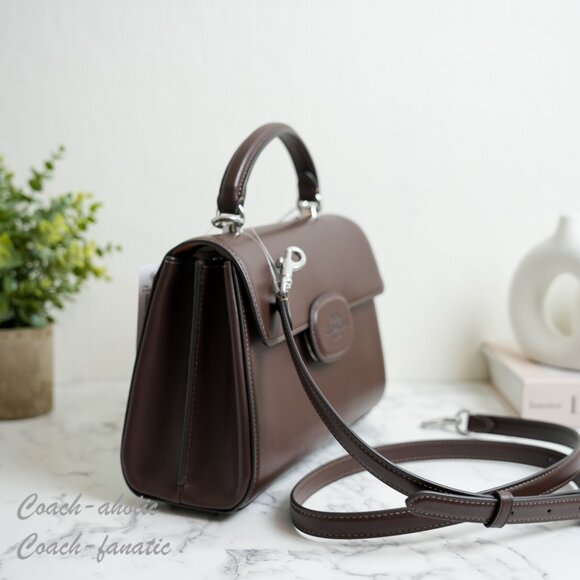 NWT Coach CT852 Eliza Top Handle Bag Leather Crossbody in Silver/Maple - Picture 4 of 12